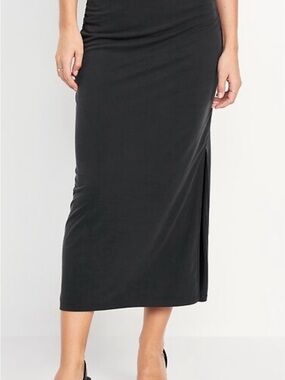Black Ribbed Maxi Skirt - Women